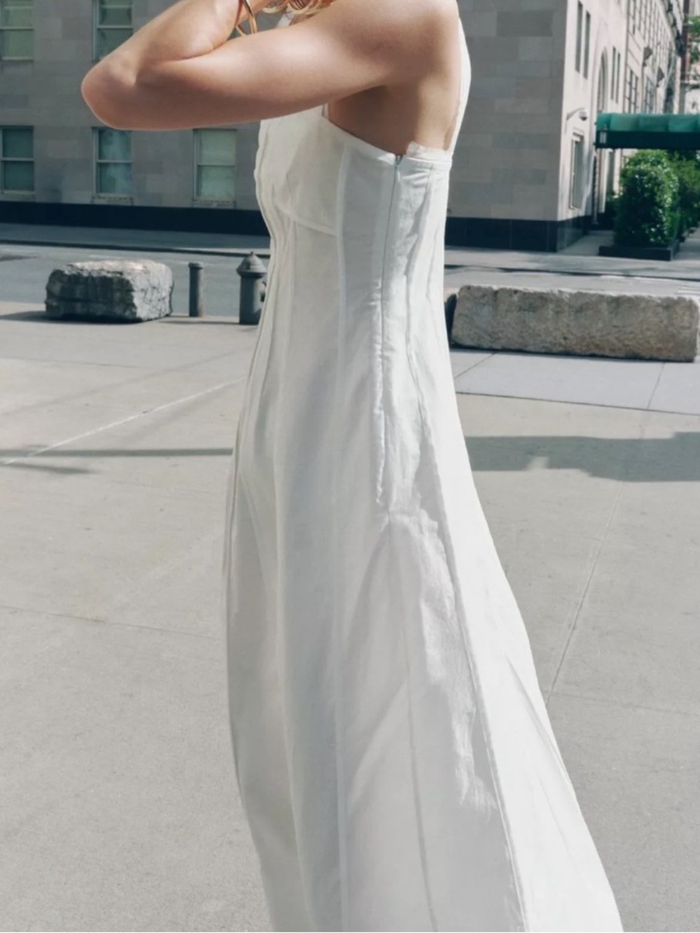ZARA White Trim Detail Poplin Maxi Dress - Picture 9 of 16